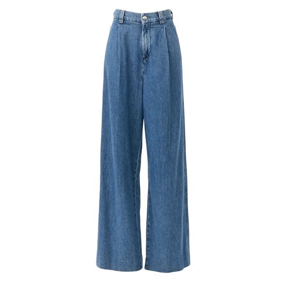 DL1961 Hepburn Wide Leg High Rise Pleated Jeans in Blue Wash, Size 29 - Picture 1 of 9